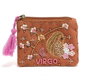America & Beyond Velvet Embellished Zodiac Coin Pouch
