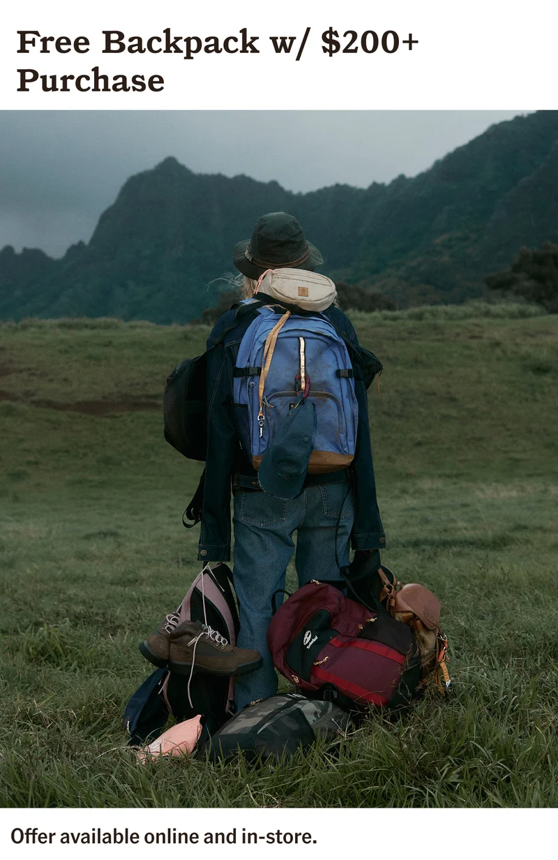 Free Backpack w/ $200+ Purchase. Offer available online and in-store.