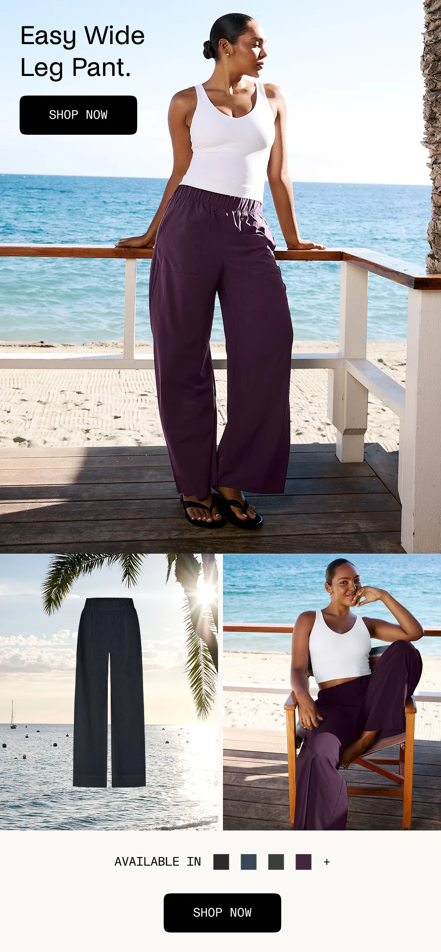 Easy Wide Leg Pant 31" in Brilliant Blackberry