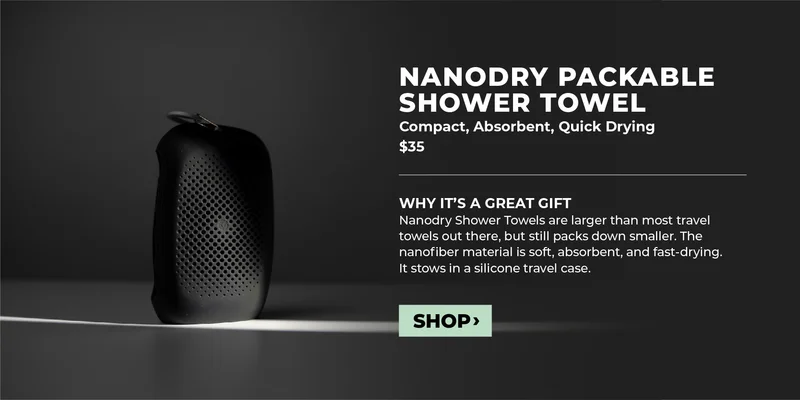 Nanodry packable shower towel