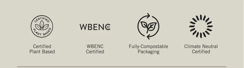 Certified Plant Based. WBE NC Certified. Fully-Compostable Packaging. Climate Neutral Certified.