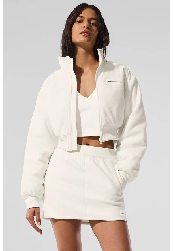Polar Fleece Cropped Wintry Mix Jacket - Ivory - Ivory / S