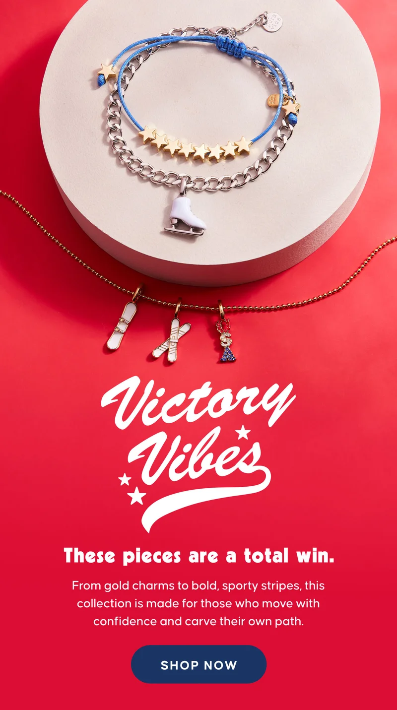 Victory Vibes. These pieces are a total win. From gold charms to bold, sporty stripes