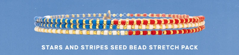 Stars and Stripes Seed Bead Stretch. Pack