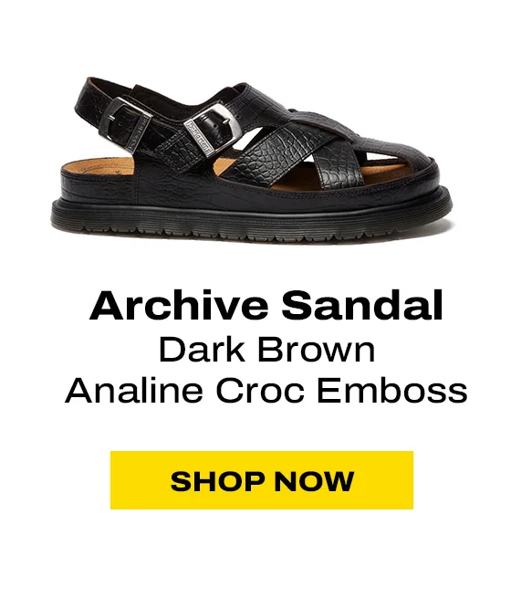 Archive Sandal Dark Brown Analine Croc Emboss