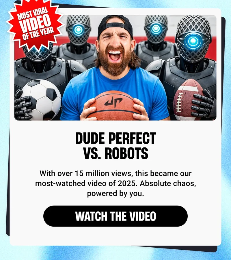 Dude Perfect vs. Robots | With over 15 million views, this became our most-watched video of 2025. Absolute chaos, powered by you.