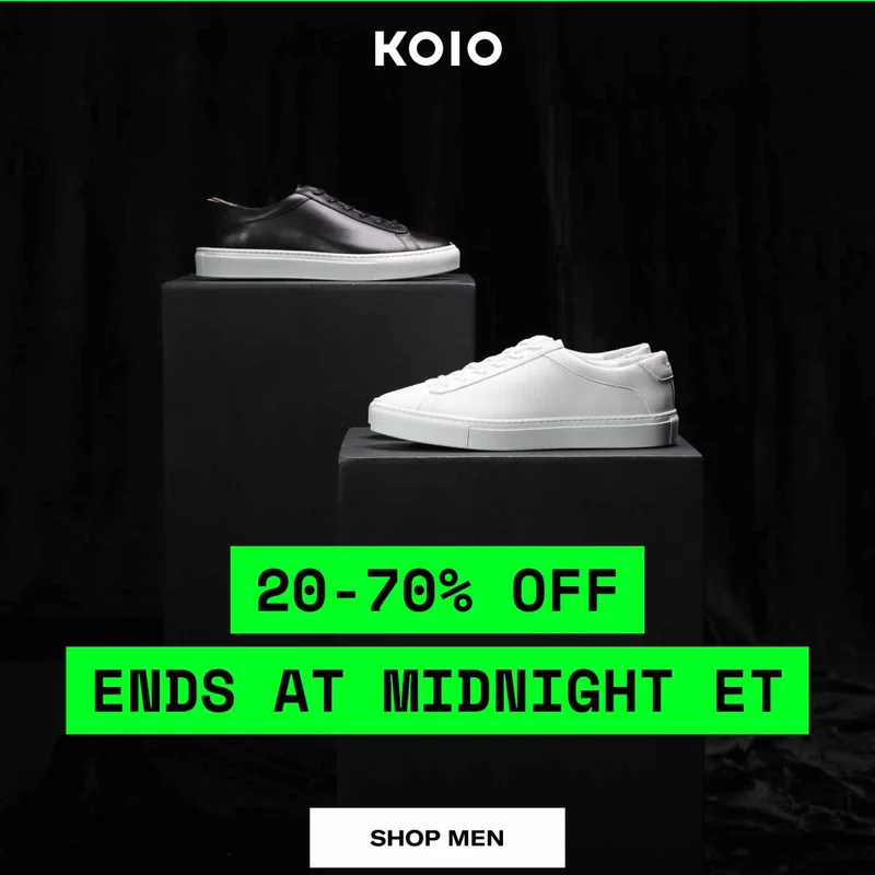 KOIO 20-70% Off Ends at Midnight ET Shop Men