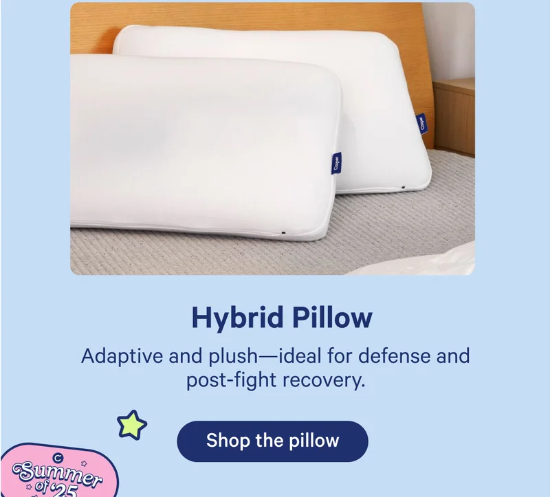 Hybrid Pillow; Adaptive and plush—ideal for defense and post-fight recovery.