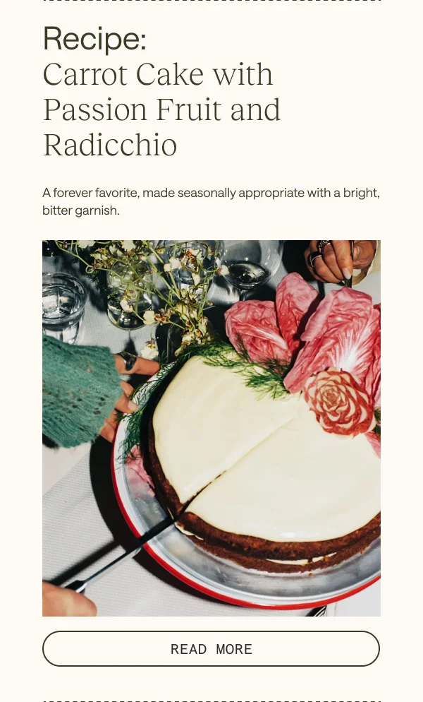 Recipe: Carrot Cake with Passion Fruit and Radicchio