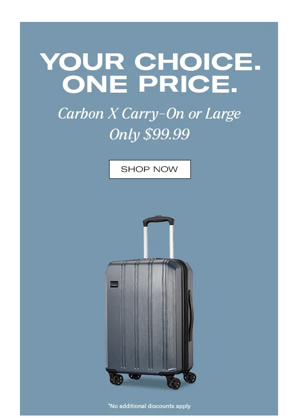 Carbon X Carry-On or Large Only $99.99