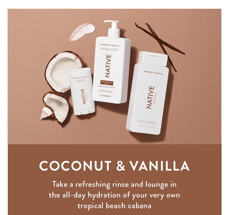 Coconut & Vanilla | Take a refreshing rinse and lounge in the all-day hydration of your very own tropical beach cabana