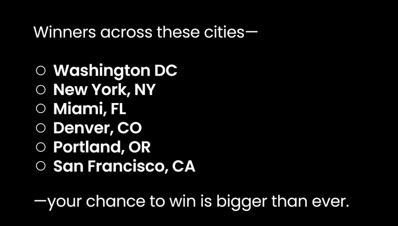 Winners across thes cities