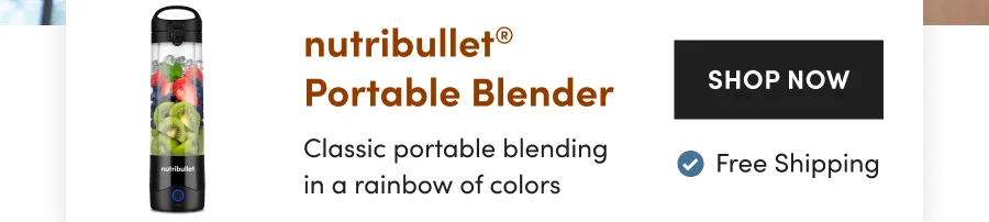 A portable nutribullet blender with fruits and ice inside.