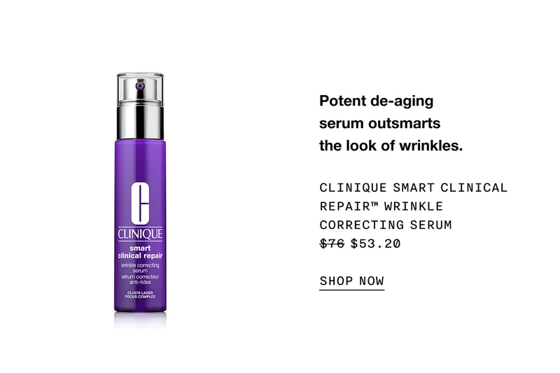 Potent de-aging serum outsmarts the look of wrinkles. Clinique Smart Clinical Repair™ Wrinkle Correcting Serum $53.20 | SHOP NOW