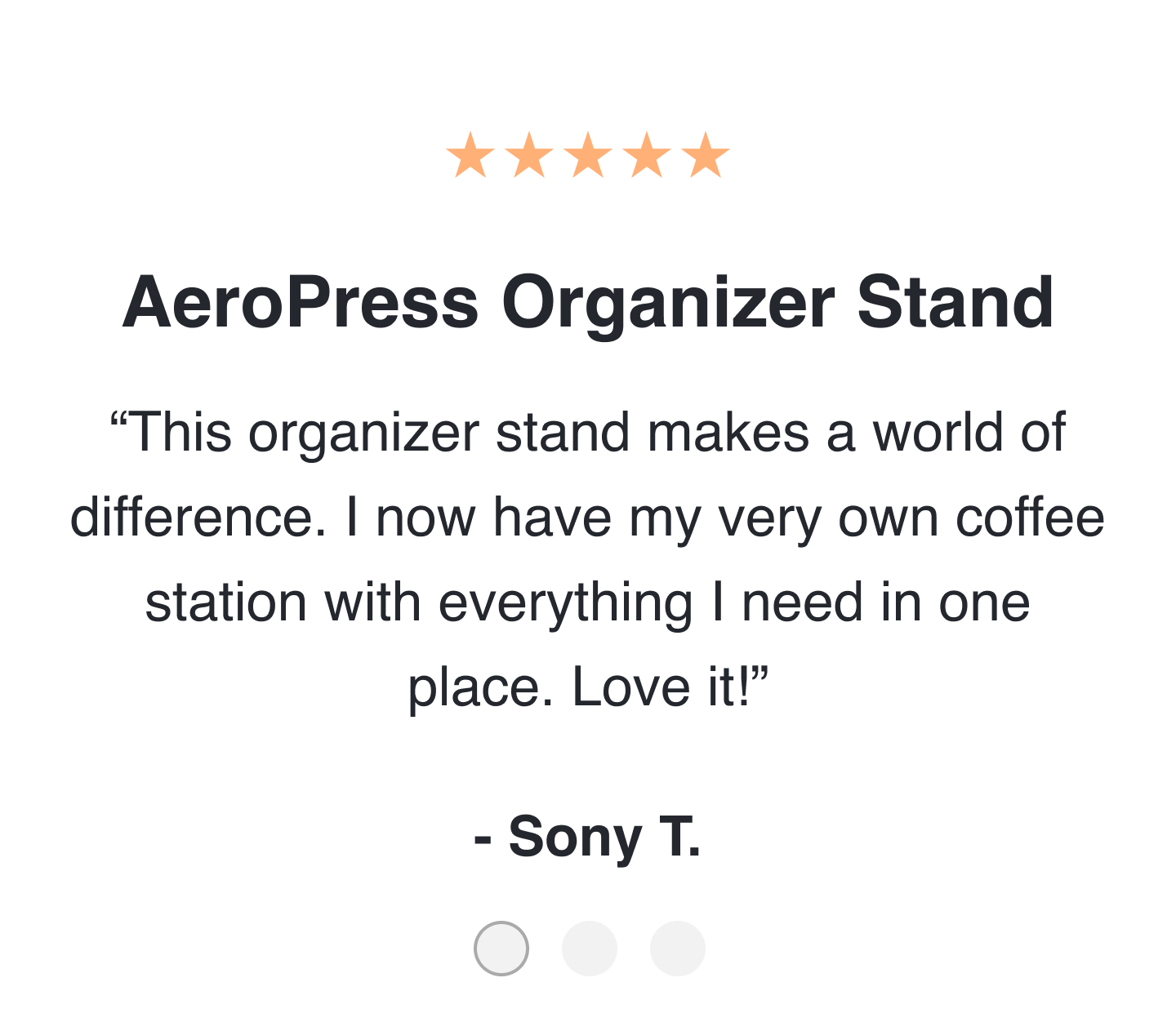 Animated carousel of 5-star customer reviews