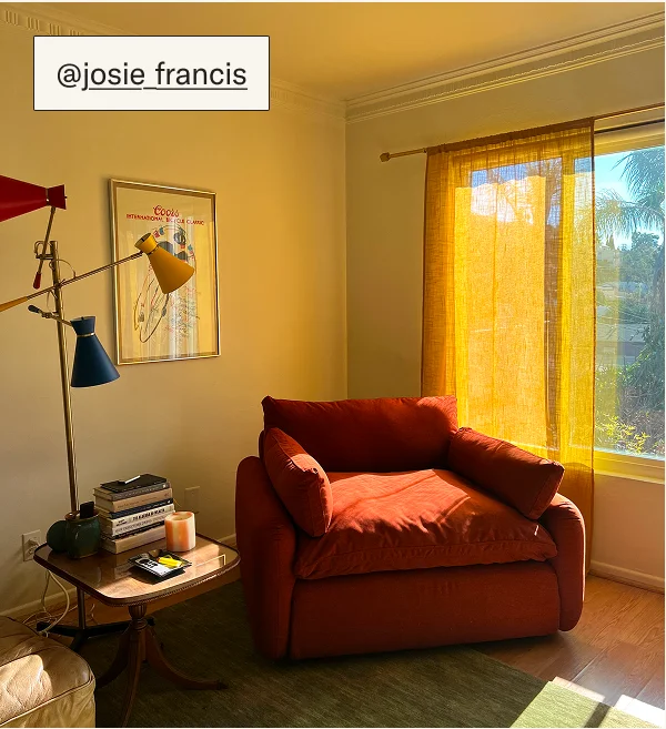 The Sink Down Lounge Chair, styled by Josie Francis