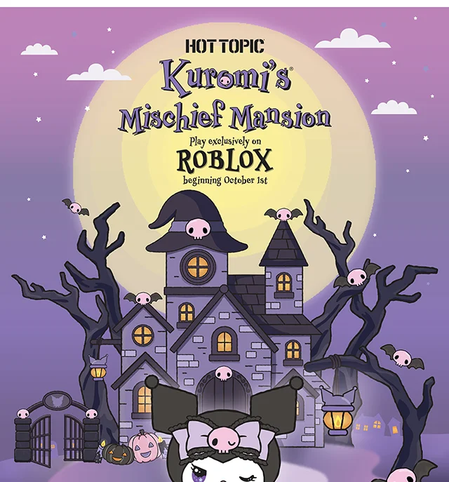 Hot Topic Kuromi's Mischief Mansion Play Exclusively on Roblox! Shop the Collection Now