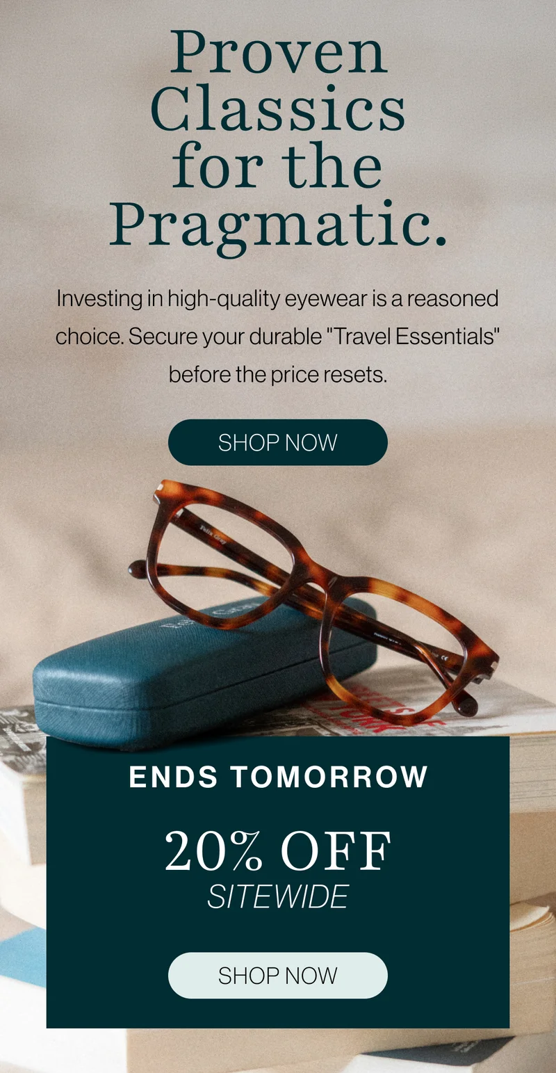 Provel Classics for the Pragmatic: Investing in high-quality eyewear is a reasoned choice. Secure your durable "Travel Essentials" before the price resets.