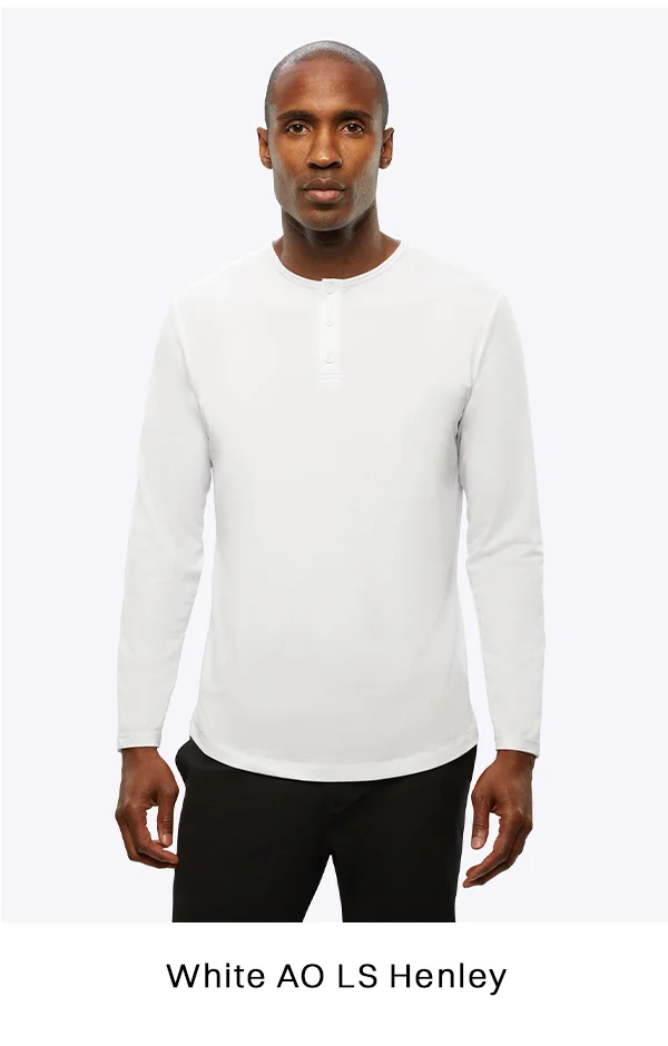AO Long Sleeve Henley Curve-Hem