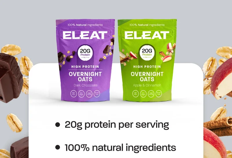 20g protein per serving. 100% natural ingredients. High fibre, low sugar.