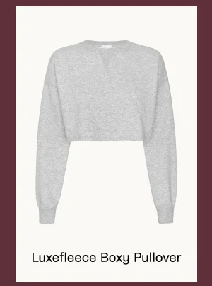 LuxeFleece Boxy Pullover in Light Heather Gray