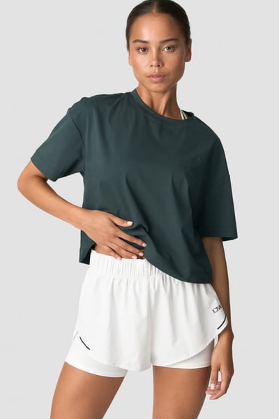 Image of Everyday Cotton Cropped T-shirt Dark Green