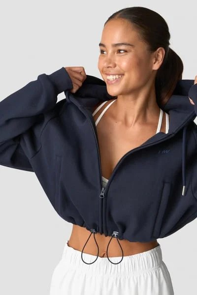 Image of Everyday Cropped Hoodie Wmn Navy