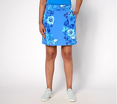 Susan Graver Courtside Social Petite Printed Knit Skort