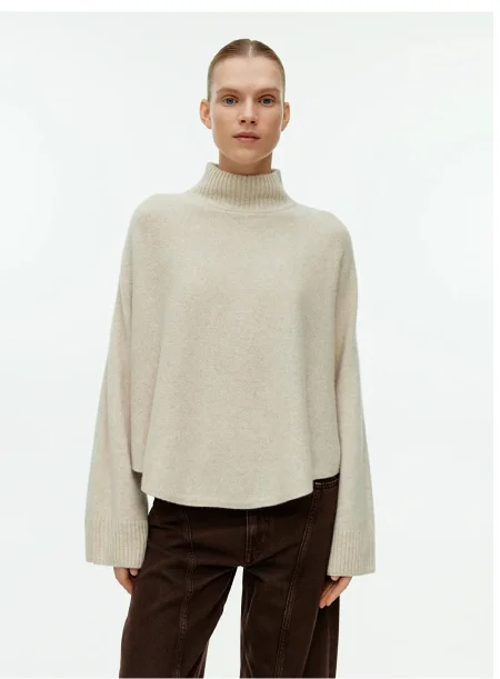Cashmere-Wool Mock Neck Jumper