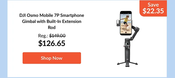 DJI Osmo Mobile 7P Smartphone Gimbal with Built-In Extension Rod