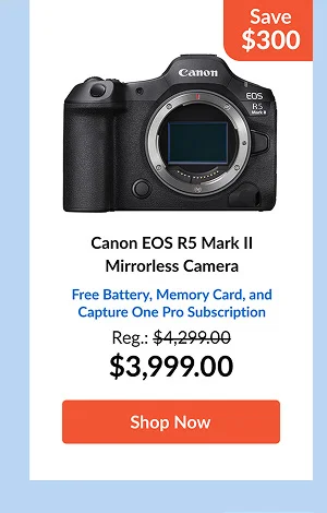 Canon EOS R5 Mark II Mirrorless Camera  Free Battery, Memory Card, and Capture One Pro Subscription