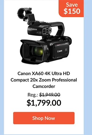 Canon XA60 4K Ultra HD Compact 20x Zoom Professional Camcorder