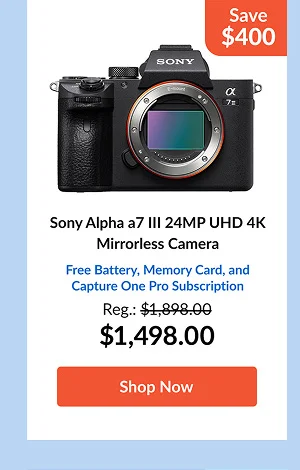Sony Alpha a7 III 24MP UHD 4K Mirrorless Camera  Free Battery, Memory Card, and Capture One Pro Subscription