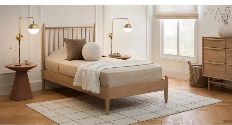 Lenia White Oak Twin Bed