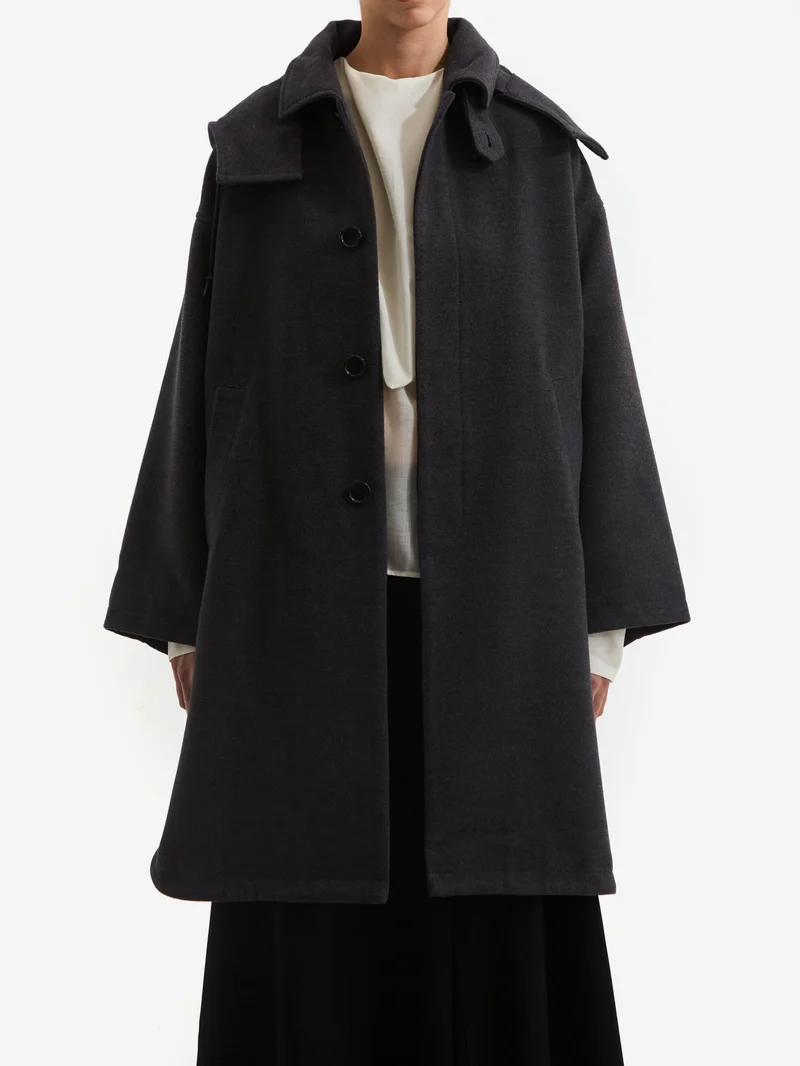 Image of Beams Boy Pemel Dutch Hooded Coat - Charcoal