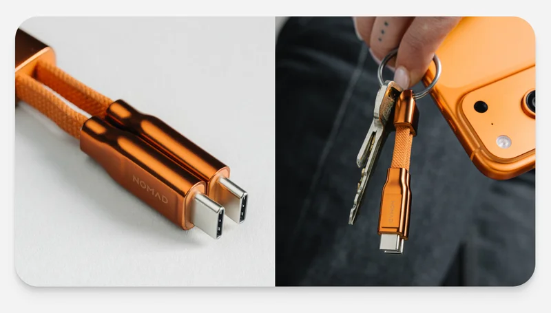 Stellar Orange ChargeKey. Limited Edition. Color-matched to Apple's Cosmic Orange iPhone, Stellar Orange ChargeKey brings a bold pop of color to your keys. Never get caught without a way to charge again. Shop Now.