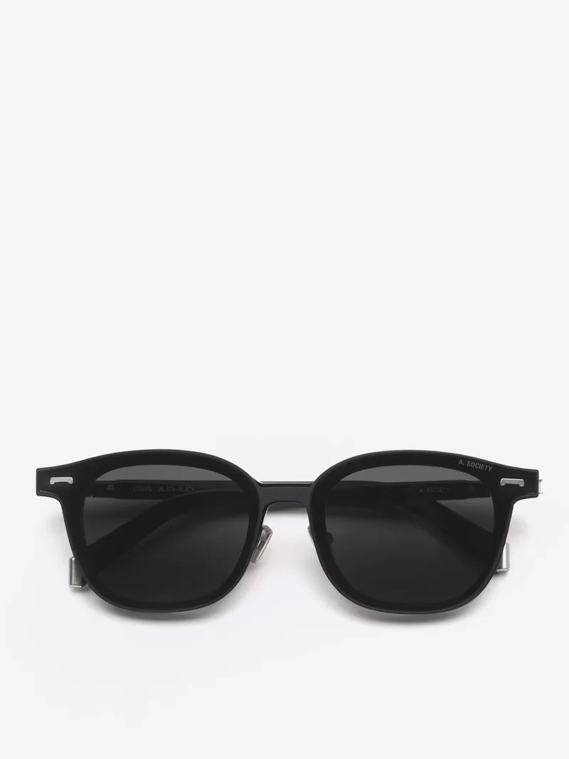 Image of A.SOCIETY Lowen Sunglasses  - Black-Black/Blue Blocking Lens & Grey Clip on Sun