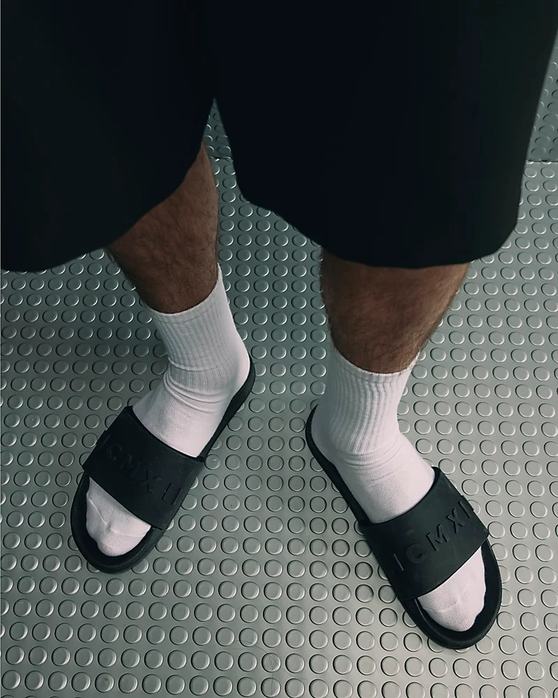 Mens Black Slip On Sliders