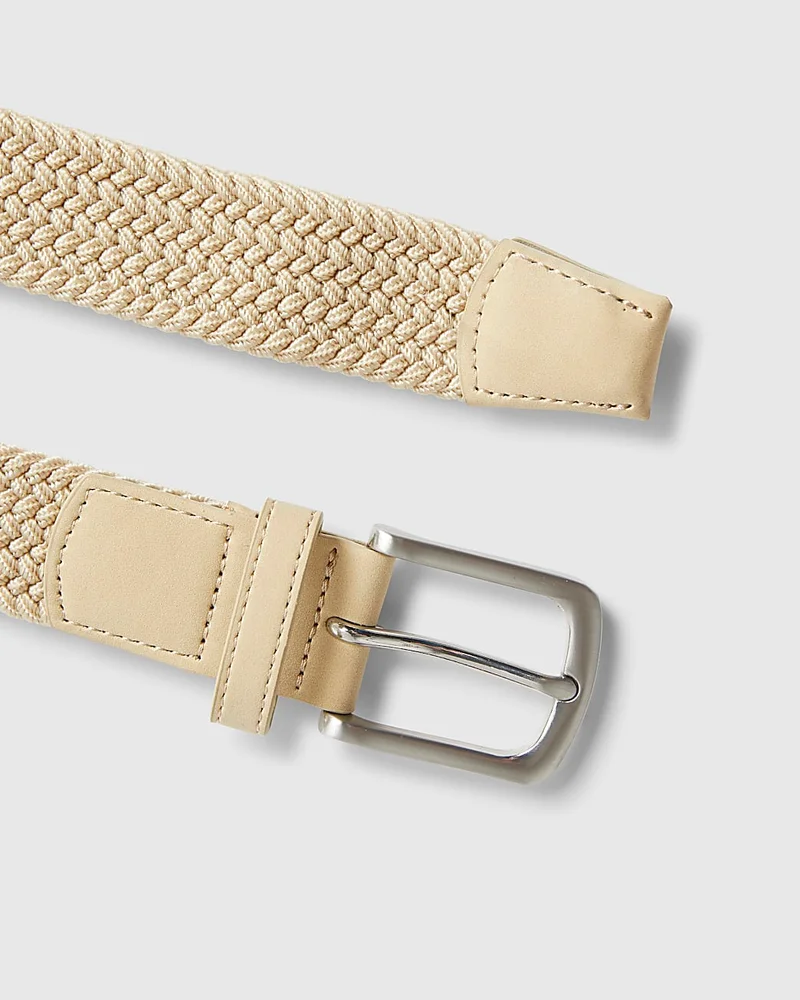 Mens Beige Woven Belt