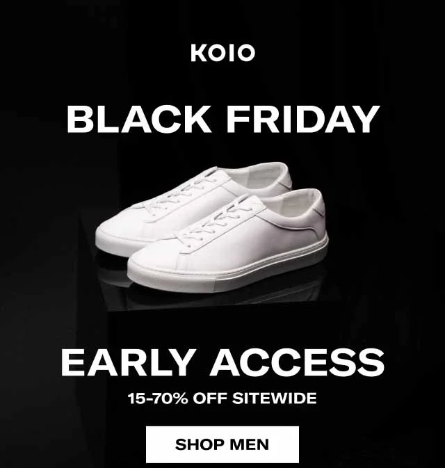 KOIO Black Friday Early Access 15-70% Off Sitewide Shop Men Shop Women