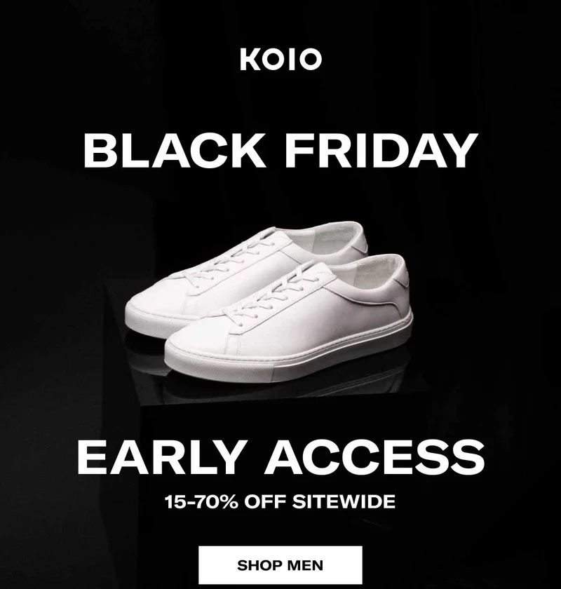 KOIO Black Friday Early Access 15-70% Off Sitewide Shop Men Shop Women