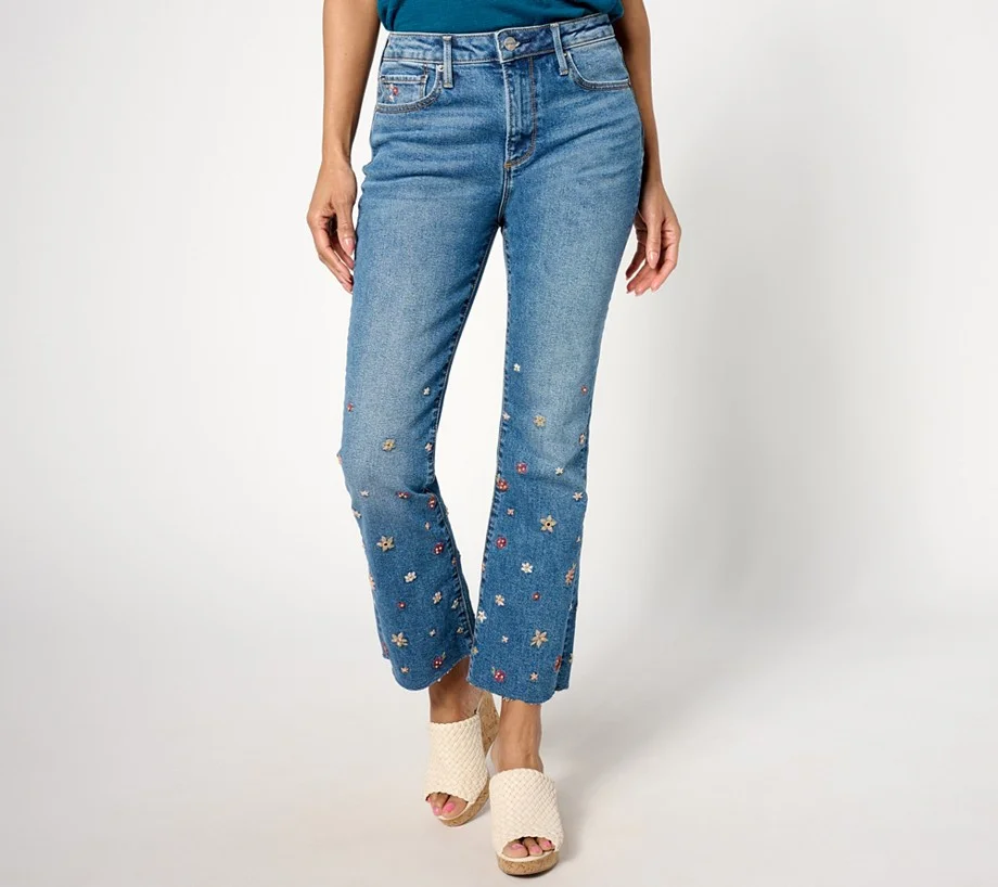 Driftwood Jeans Roxy Embroidered Kick Flare Jean - Prairie