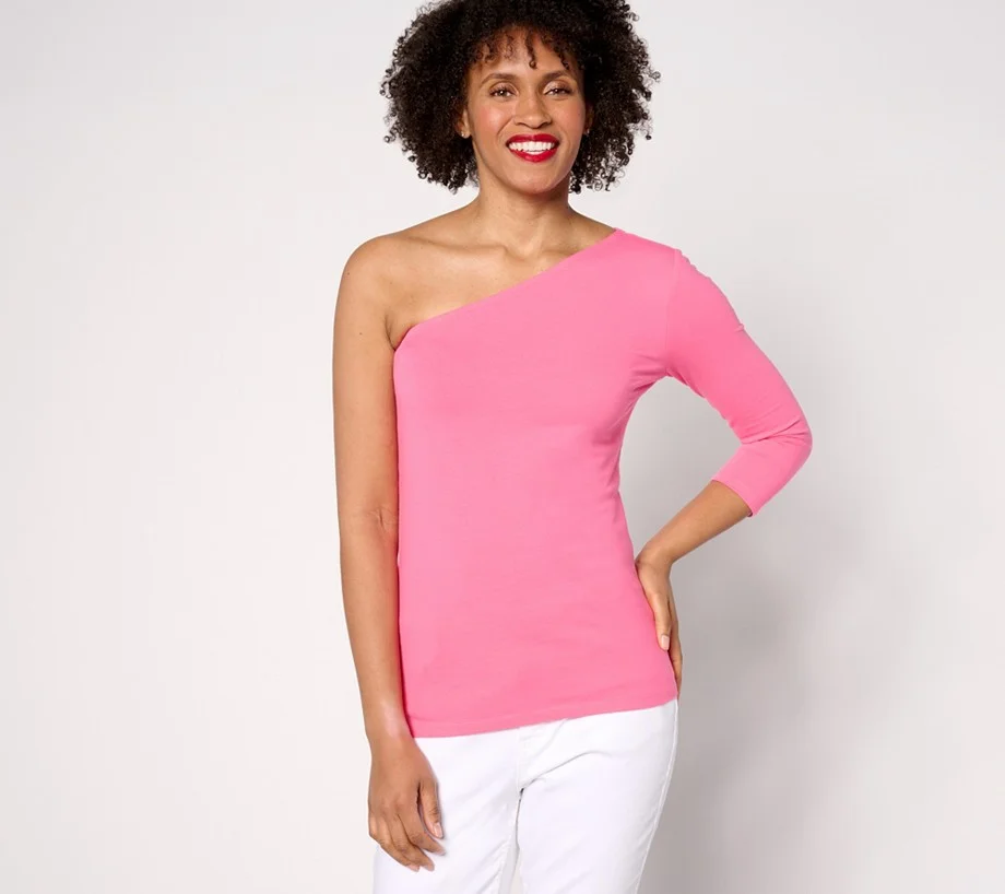 Attitudes by Renee Washed Cotton One-Shoulder Top