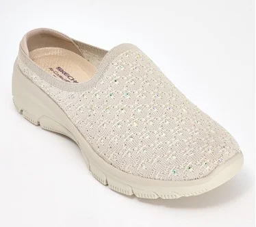 Skechers Easy Going Rhinestone Knit Mules - Glitz Strut