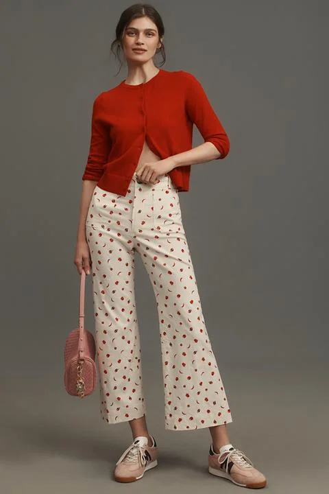 The Colette Cropped Wide-Leg Pants by Maeve: Printed Linen Edition
