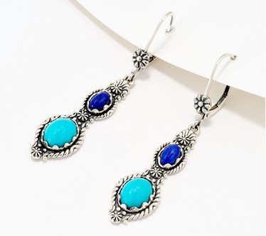 American West Sterling Silver Multi Color Gemstone Lever Back Earrings