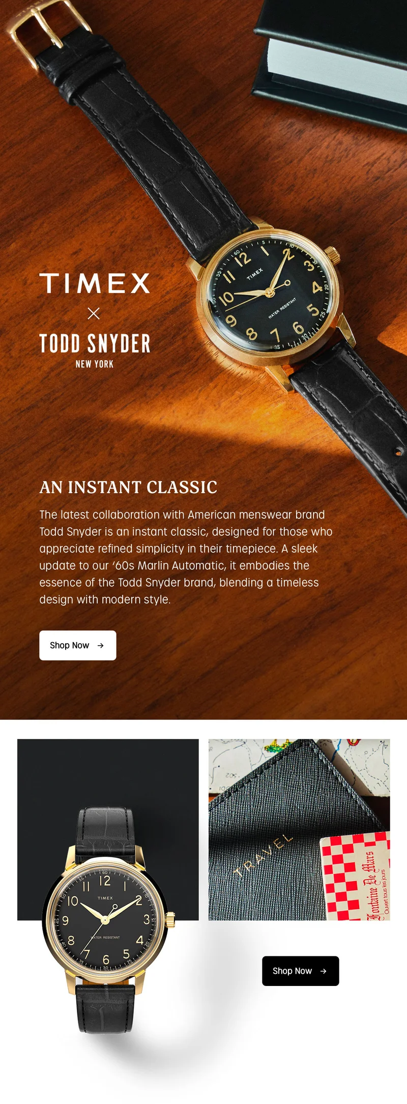 TIMEX X TODD SNYDER NEW YORK | AN INSTANT CLASSIC | The latest collection with American menswear brand Todd Snyder is an instant classic, designed for those who appreciate refined simplicity in their timepiece. A sleek update to our 60's Marlin Atutomatic, it embodies the essence of the Todd Snyder brand, blending a timeless desgin with modern style. | Shop Now