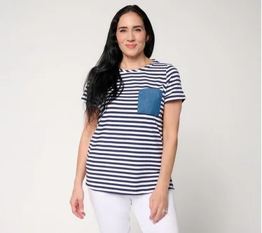 Liberty Belles by Kim Gravel TripleLuxe Knit Denim Pocket Top