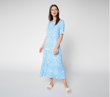Cuddl Duds Flexwear Tiered Hem Maxi Dress