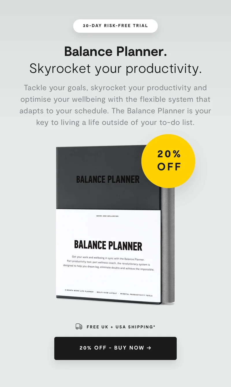 20% Off Balance Planner